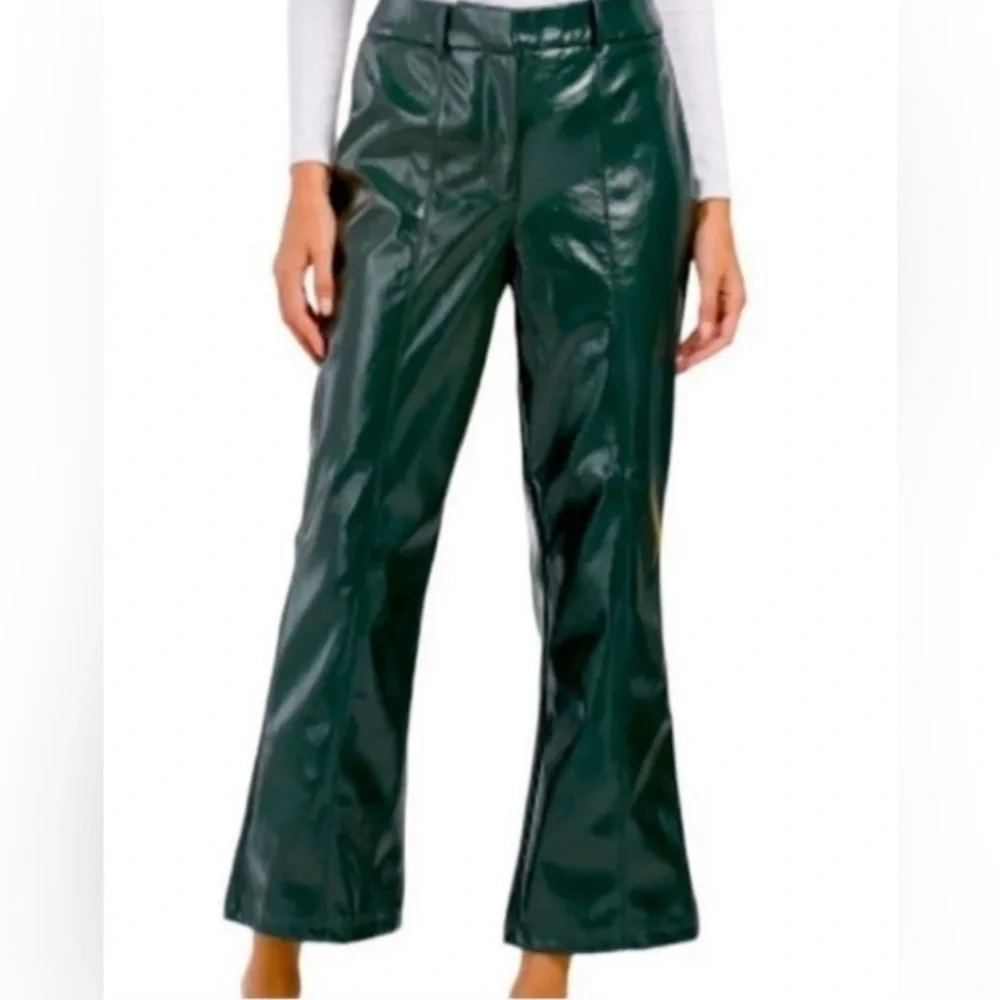 7 for all mankind xs green faux leather pants y3k retro